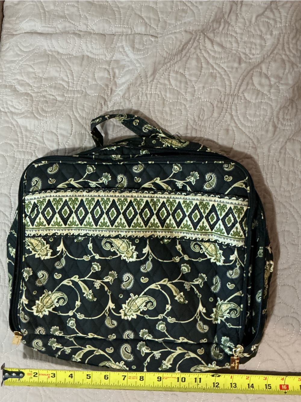 Americana by Sharif Quilted Paisley Zippered Cosmetic Travel Tote